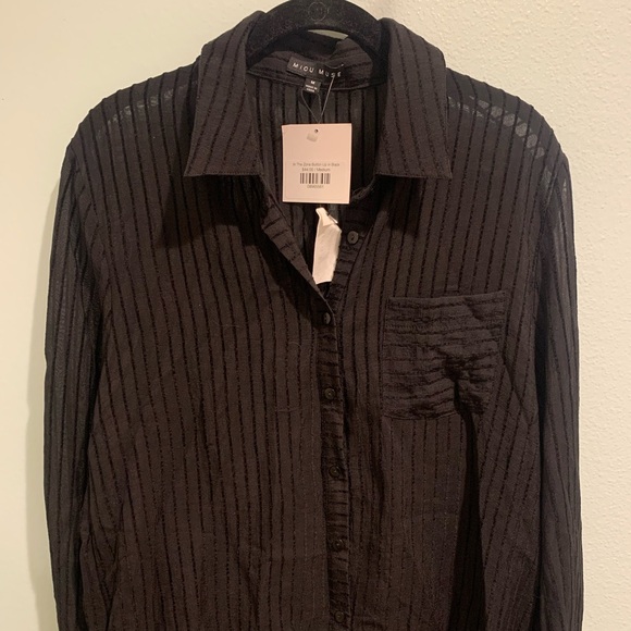 NWT Striped Button Down Blouse - Picture 2 of 7